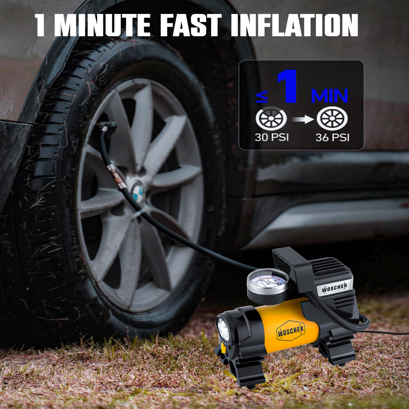 Woscher 678 Metal Car Tyre Inflator for Car