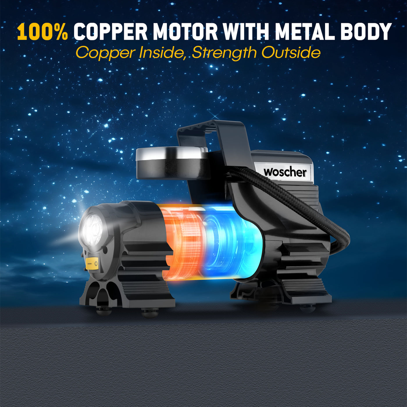 Woscher 678 Metal Car Tyre Inflator for Car