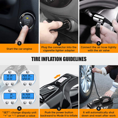 Woscher 578D 2in1 Car Tyre Inflator & Vacuum Cleaner with Digital Display