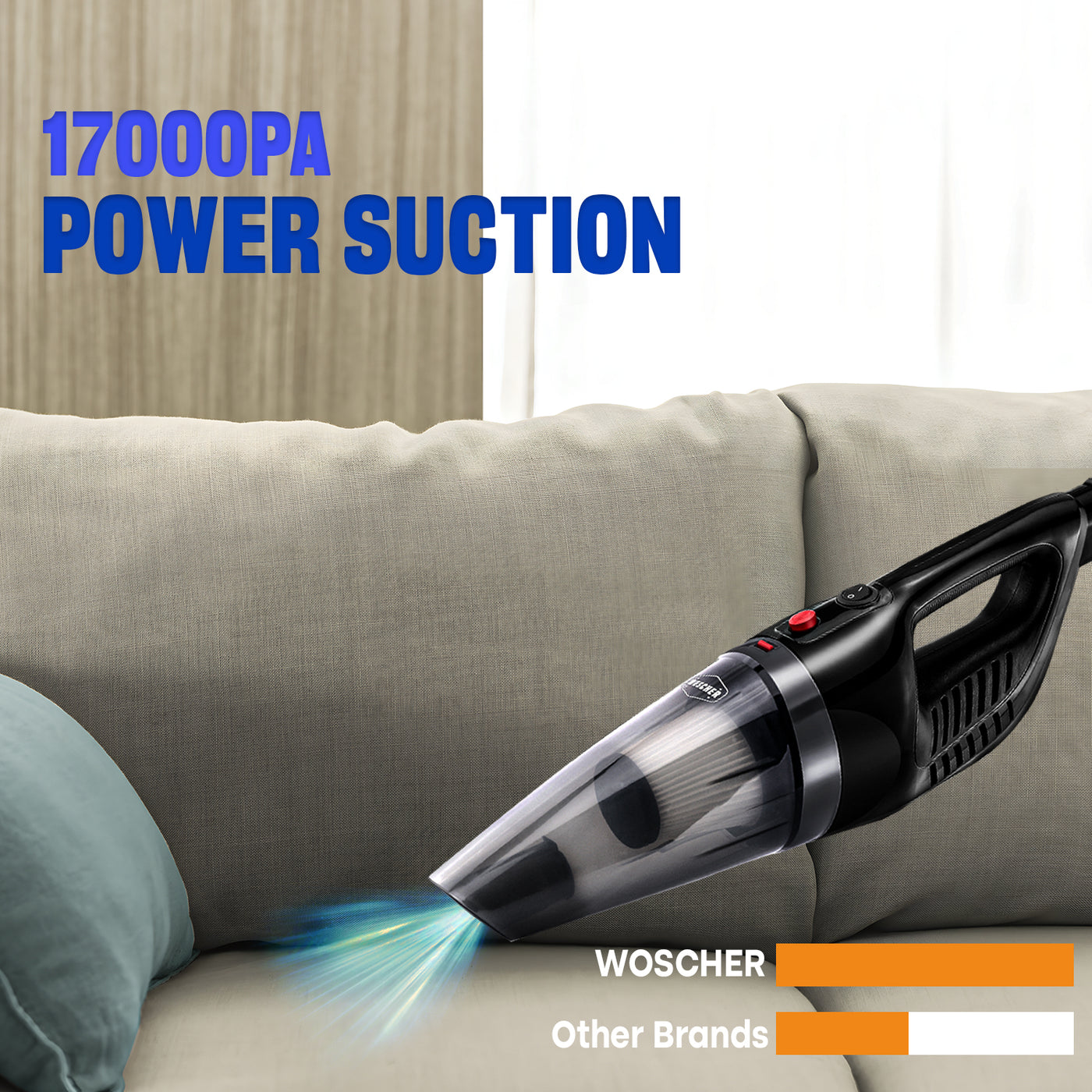 WOSCHER 908K 2in1 Vacuum Cleaner Handheld with Stick & Floor Brush