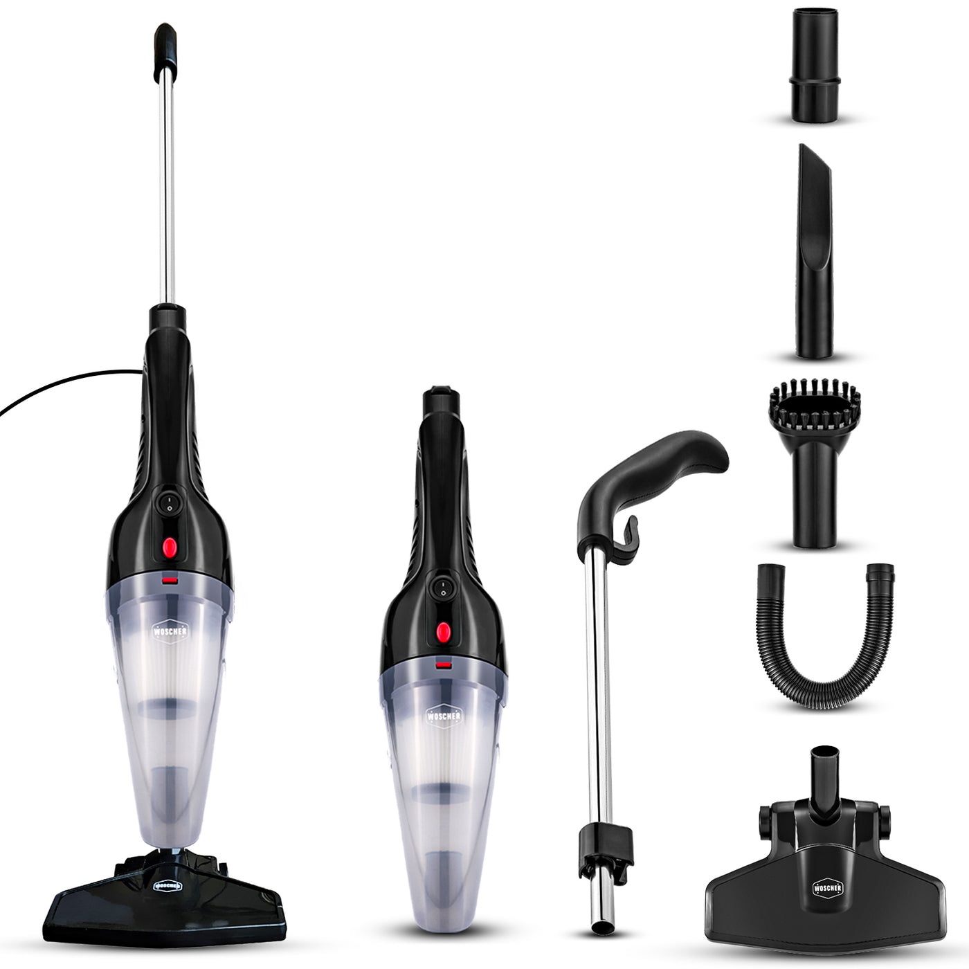 WOSCHER 908K 2in1 Vacuum Cleaner Handheld with Stick & Floor Brush