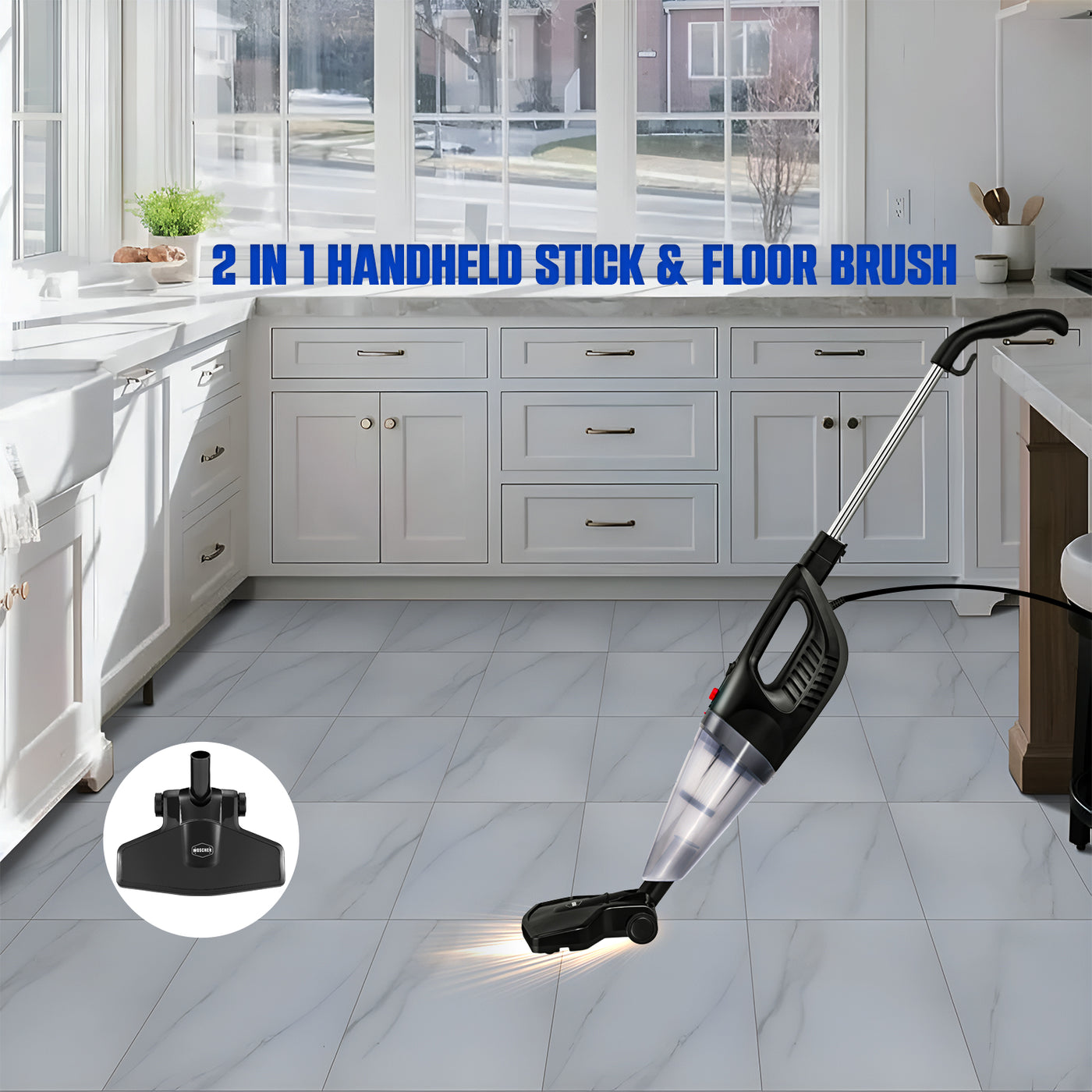 WOSCHER 908K 2in1 Vacuum Cleaner Handheld with Stick & Floor Brush