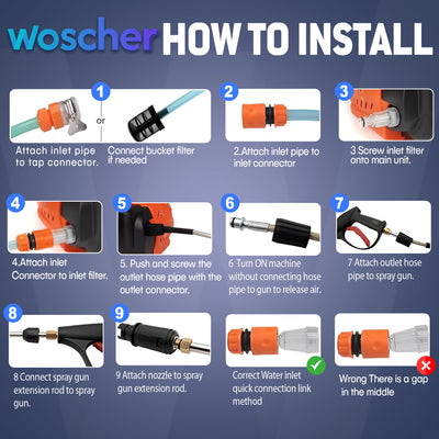 Woscher 878 Waterpro High Pressure Washer For Car