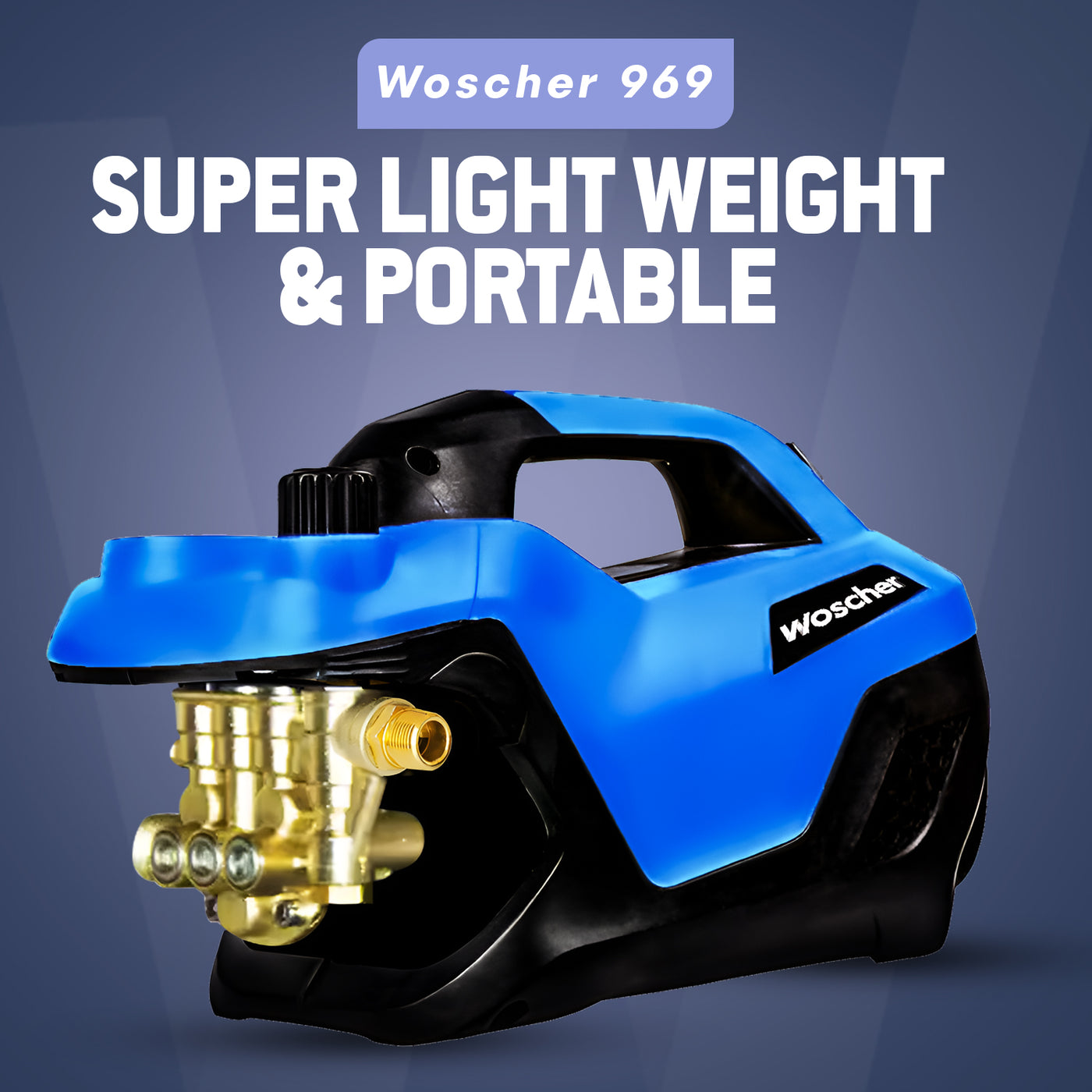 Woscher 969 High Pressure Washer 100% Copper Motor 240 Bars, 2400 Watts,10L/ Min Water Flow Rate, 8 Metres Outlet Hose, Portable for Car, Bike