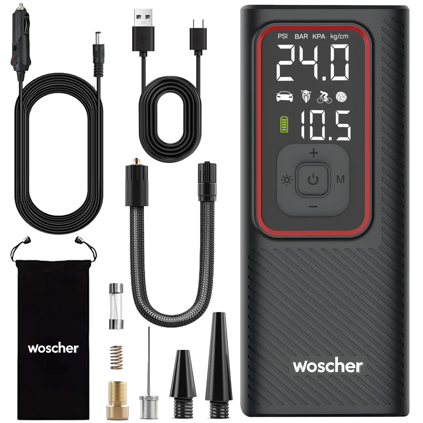 Woscher ‎iX Tyre Portable Inflator Pump for Car & Bike