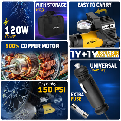 Woscher 678 Metal Car Tyre Inflator for Car