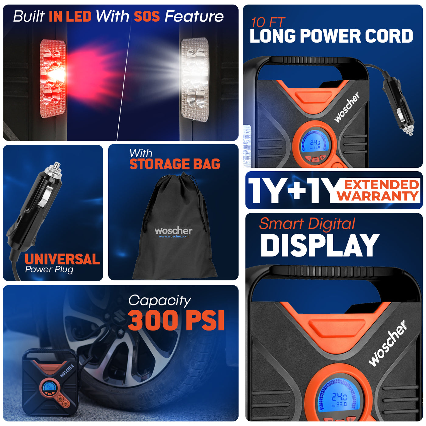 Woscher Pro Power 802D Digital Car Tyre Inflator