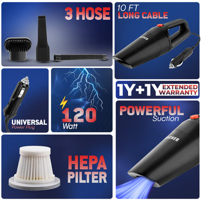 Woscher 589 Car Vacuum Cleaner (Black)