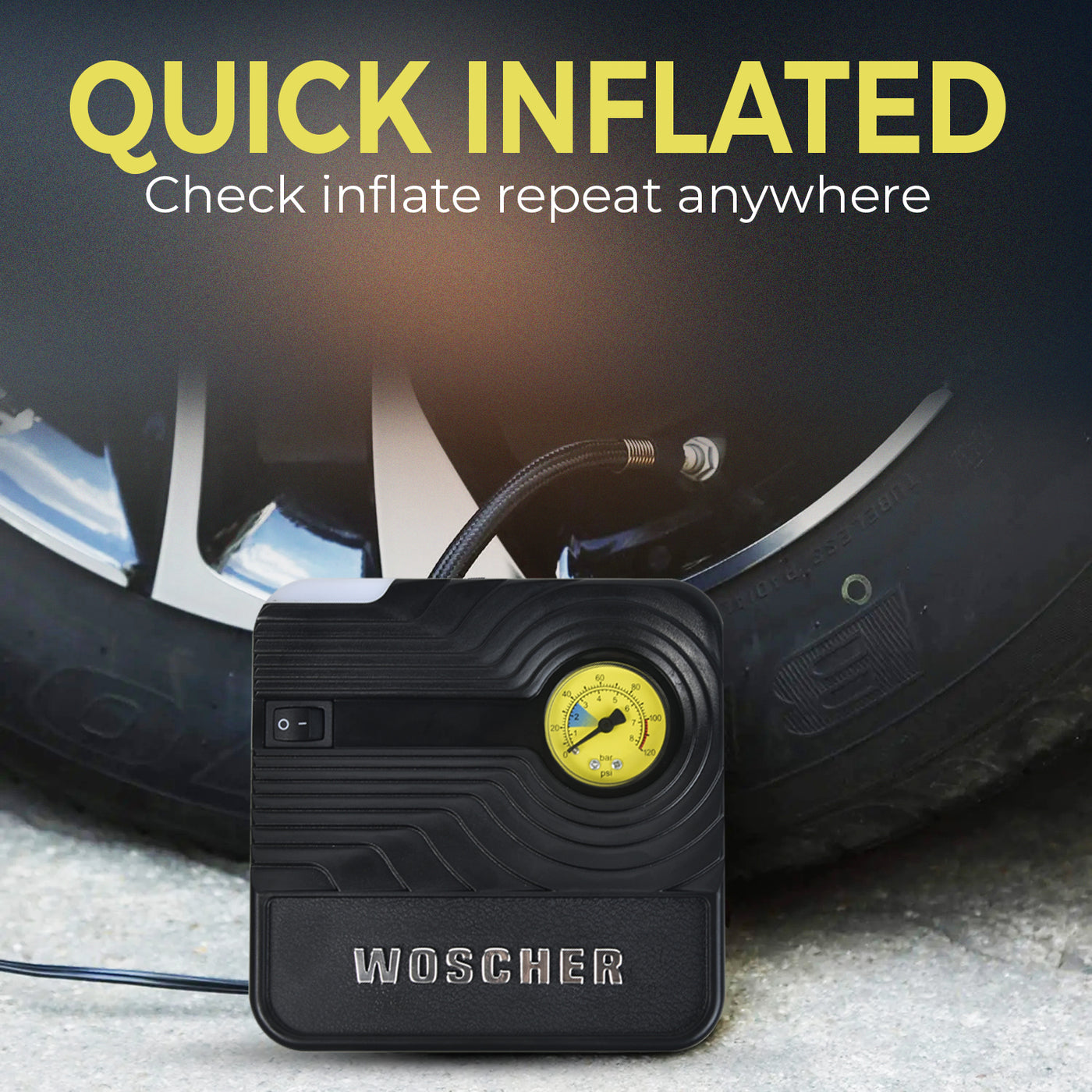 Woscher 801 Rapid Performance Portable Car Tyre Inflator