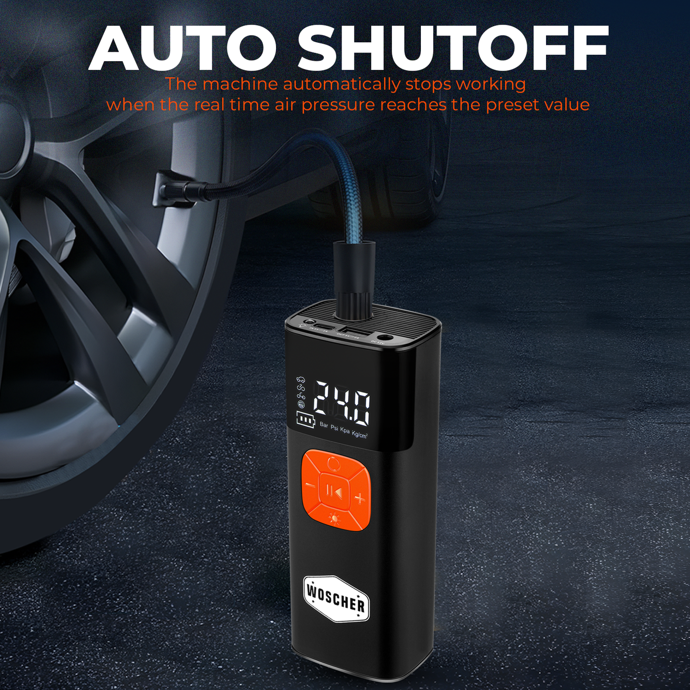Woscher ‎i6 Tyre Portable Inflator Pump for Car & Bike