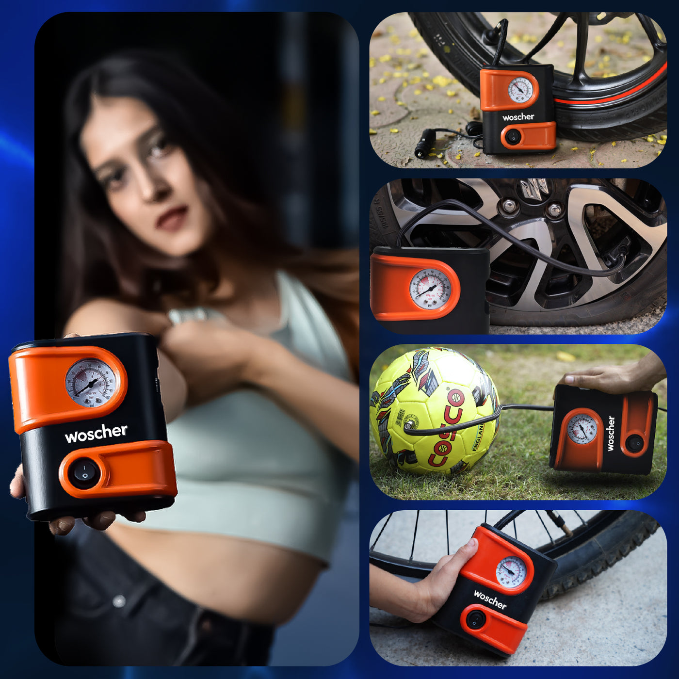 Woscher 1610 Portable Mini Car Tyre Inflator