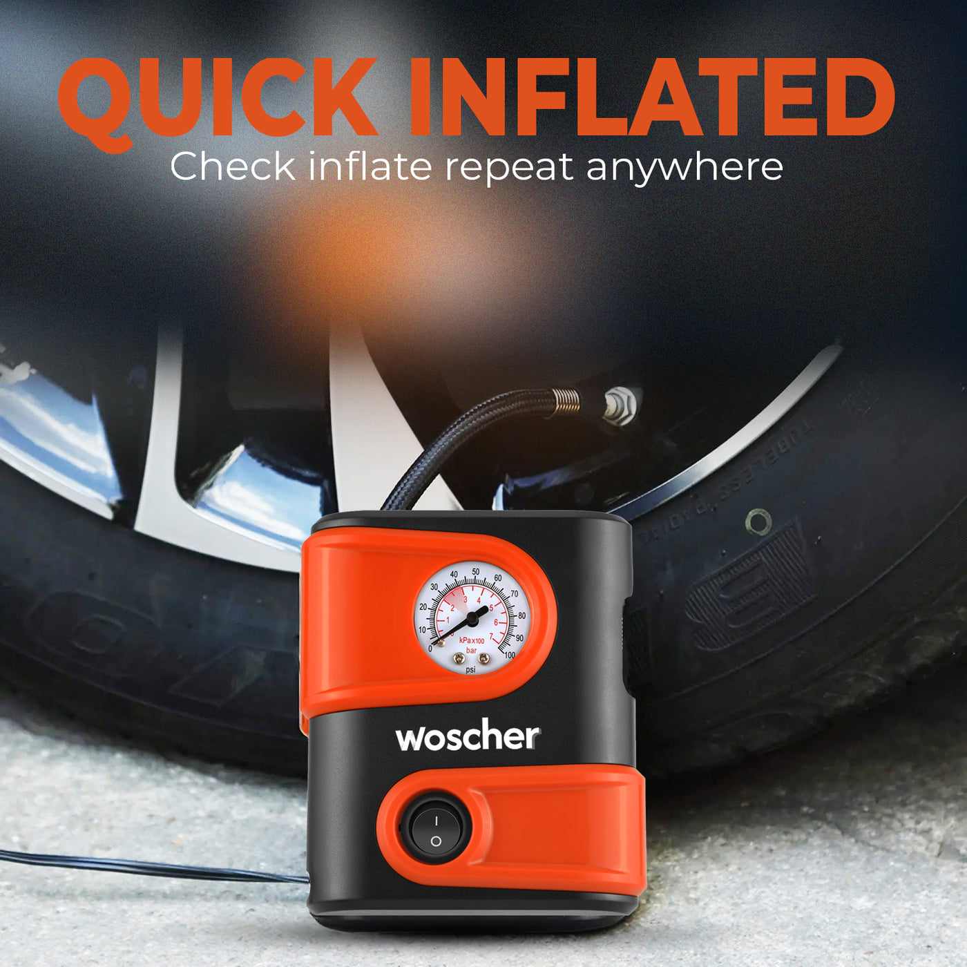 Woscher 1610 Portable Mini Car Tyre Inflator