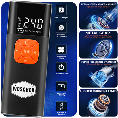 Woscher ‎i6 Tyre Portable Inflator Pump for Car & Bike