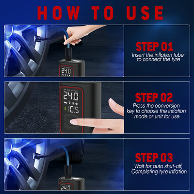 Woscher ‎iX Tyre Portable Inflator Pump for Car & Bike