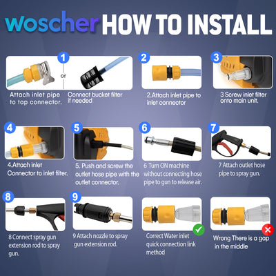 Woscher 878Y Waterpro High Pressure Washer For Car