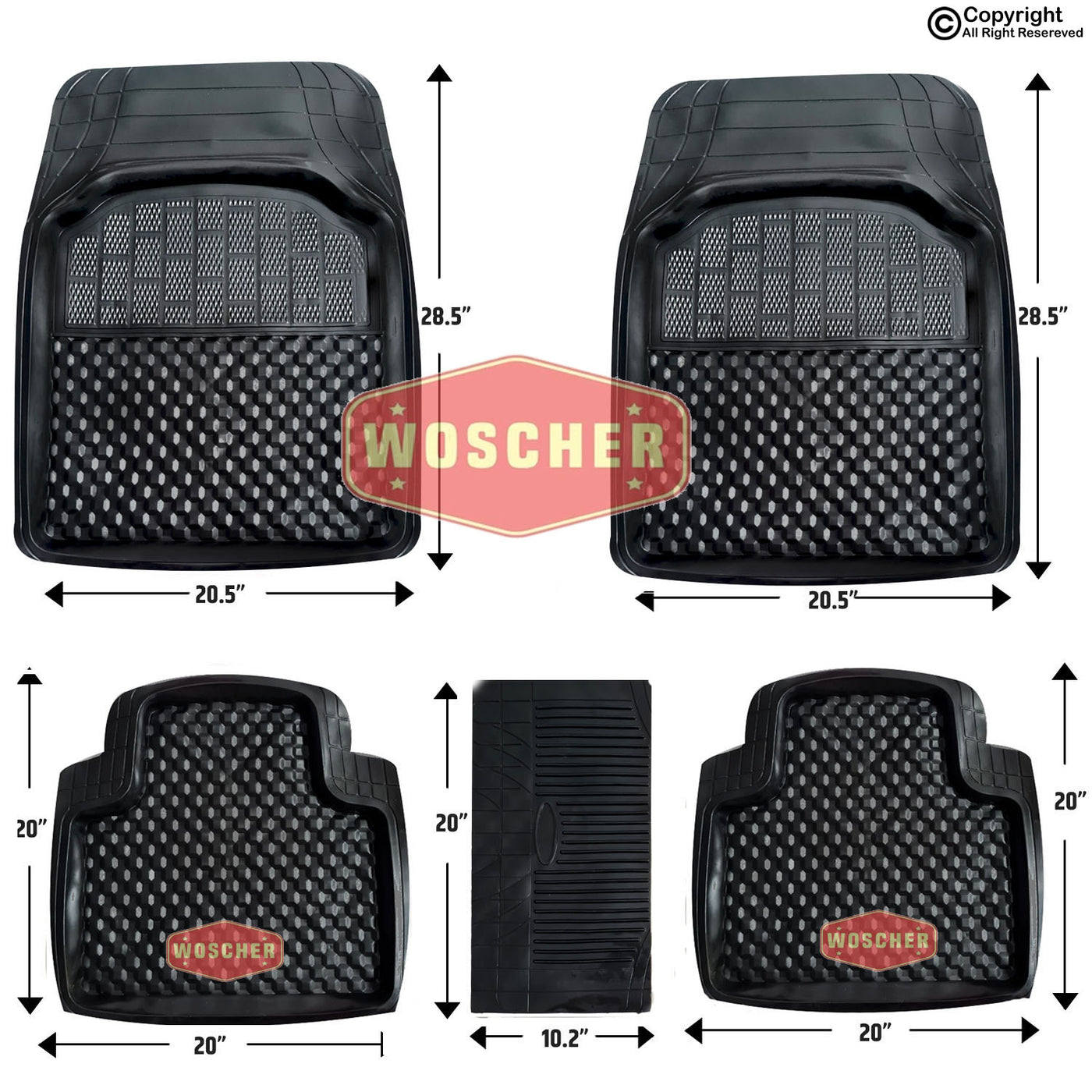 Buy Woscher 501D Car Foot Mat - Set Of 5 In Black Color