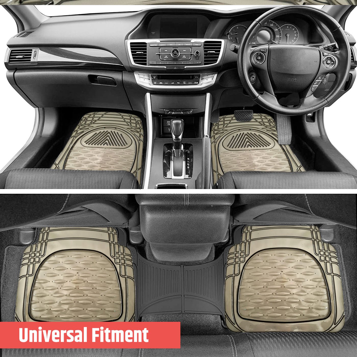 Universal Car Floor Mats (Set of 4) - Beige: Woscher 213945304