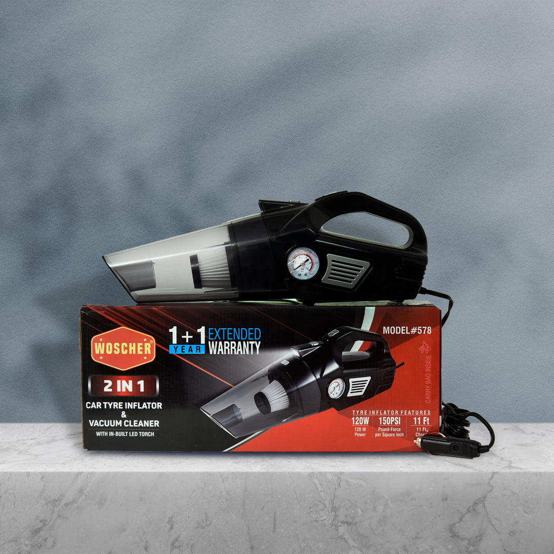 Buy Woscher 578 2 in1 Car Tyre Inflator Vacuum Cleaner