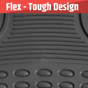 Woscher- 7904 FelxTough All Season Rubber Car Floor Mat with Traction  Grips, Soft & Comfortable Car Foot Mats for Car SUV, Universal Self Cut Car